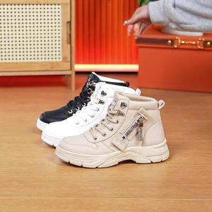 SCKMEU Women's Retro Workwear Boots with Height Increase - Platform High-Top Lace-Up Ankle Boots, Sole & Suitable for Commuting,, Office, Casual Wear, Spring Footwear, Hand Washable, Women Shoes, Sneakers