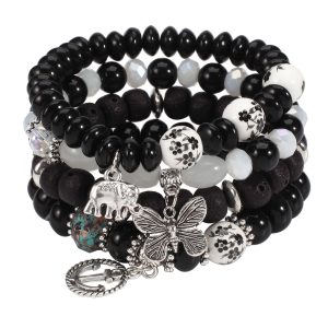 Bohemian Bracelets Set for Women Stackable Stretch Multilayer Beads Bracelet