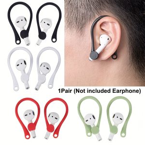 1 Pair of Comfortable Earhooks for AirPods - Secure Fit, Multicolor Anti-Lost Earphone Holders in Black, White, Red, Green | Essential Accessory for Active Lifestyles