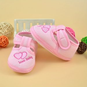 Soft-Soled Fabric Shoes with a Heart Design