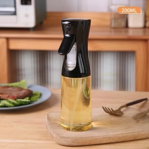 1pc 200/300/500ml Transparent Kitchen Oil Bottle Cooking Oil Spray Olive Oil Bottle Fitness Barbecue Spray Oil Dispenser Household