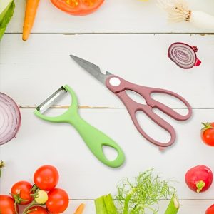 6 Kitchen Knife Set Household Cleaver Business Gift Set for Kitchen Knife, Chef Knife, Bread Knife, Fruit Knife, Paring Knife, Scissors, Rice Hull Handle Suitable for Real Cooking Macarons Fashion Color