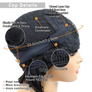 Wig with Bangs Human Hair Bob HD Lace Closure Front Human Hairy Straight Wigs Human Hair Glueless Ready to Wear and Go for Beginners Brazilian Human Hair for