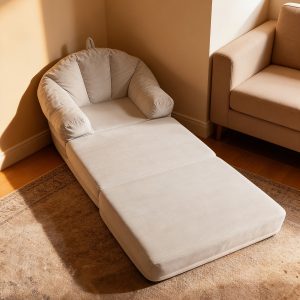 Convertible Folding Lazy Sofa Bed, All Sponge Filled, Soft Corduroy Lounge Chair, Portable Sleeper Couch for Small Spaces, Bedroom, Living Room, Dorm