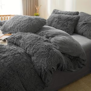 Fluffy Fuzzy Plush Comforter Set, 2/3pcs Winter Faux Fur Warm Soft Fuzzy Plush Bedding Comforter Set