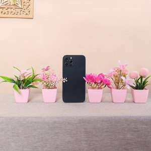 5pcs Realistic Mini Artificial Plants with Pots - Fake Mini Houseplants Suitable for Home, Office Desk Decor, Low-Maintenance Miniature & Shrubs, Easter/Thanksgiving/Mother' Day Centerpiece, Plastic Plants with Containers