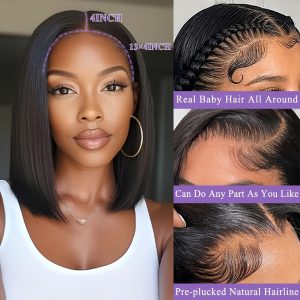 13x4 Lace Front Bob Wigs for Women | 14A Real Human Hair, Density, Straight Hair, Brazilian Hair