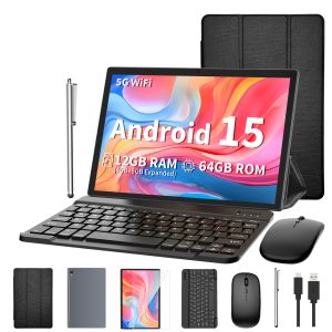 Android 15, Tablet Computer 12GB (4GB+8GB) RAM + 64GB ROM, 10.1 Inches, Android Tablet 2-in-1 Tablet Computer (Optional Accessories: Keyboard, Mouse, Case, Stylus), Dual Cameras, WiFi, Wireless, Suitable for Work Use, Can Be Used as a Gift.