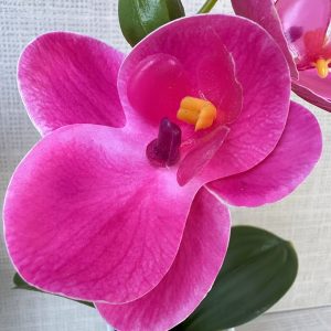 4pcs Mini Artificial Orchid Plants with White Vase - Realistic Fake Flowers Suitable for Home, Wedding, Valentine' Day, Christmas Decor - UV-Resistant Low-Maintenance Plastic Blooms for Indoor/Outdoor Table Centerpiece, Desk Arrangement