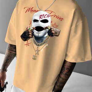 Men's Minimalist Fashion T-Shirt with Y2K Big Head Print, Trendy Versatile Design for Outdoor Sports, Casual Wear, Shopping, and Parties, Soft Polyester, Machine Washable