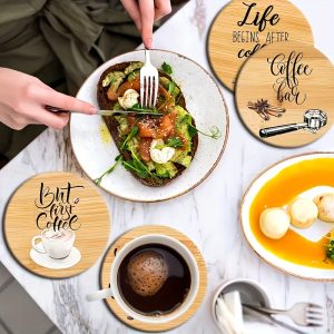 6pcs Wooden Coffee Coaster Set - Heat Resistant Non-Slip Drink Mats, Suitable for Home Decor and Gifts - Perfect Choice for Holiday Parties