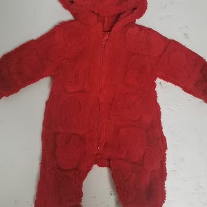 Baby Girl Pink Plush Hooded Romper, Square Rabbit Pattern, Beautiful Comfortable Warm Outfit, Home/Outdoor Wear, for Outdoor