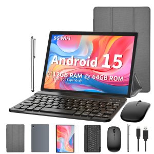 Android 15, Tablet Computer 12GB (4GB+8GB) RAM + 64GB ROM, 10.1 Inches, Android Tablet 2-in-1 Tablet Computer (Optional Accessories: Keyboard, Mouse, Case, Stylus), Dual Cameras, WiFi, Wireless, Suitable for Work Use, Can Be Used as a Gift.