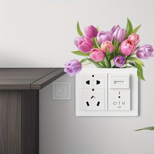 1pc Exquisite Floral Pattern Switch Sticker - Bathroom Bedroom Living Room Decorative Wall Sticker - Removable, Self-Adhesive, Easy to Clean, Reusable Home Decoration Additions