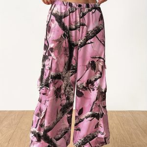 New Women'S Casual Street Style Y2K Plant Digital Print Workwear Heavy Duty Long Pants