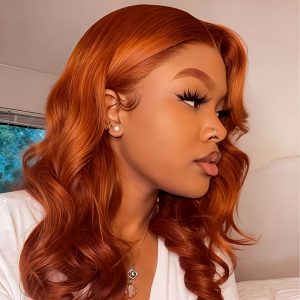 The Popular Synthetic Hair Wigs for Women in Europe and America - 14-inch Orange Mid-length Wavy Wig. This Style Is Extremely Popular in Africa. It Is Suitable for Various Occasions Such as Daily Life, Parties, and Gatherings.