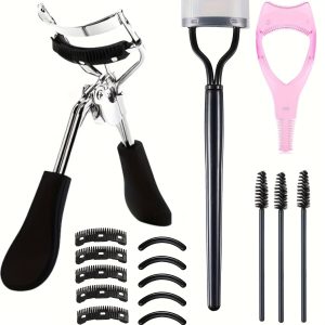 Eyelash Curlers with Comb And Eyelash Separator Set Professional Lash Curler with Built-In Comb Ergonomic Heart-Shaped Handle And Eyelash Comb Tool for Daily Makeup