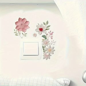 1pc 3D Floral Shadow Effect for Switch Sticker - Modern Vinyl Wall Art Decal for Home Decor, Easy Apply & Remove