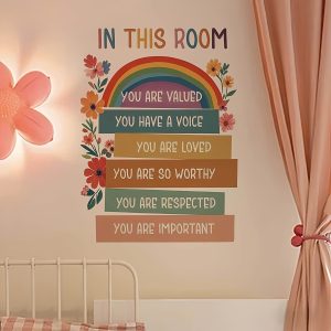 1pc of Rainbow Flower Motivational Wall Sticker, Creative Self-Adhesive, Removable, Double-Sided Visible PVC Decorative Sticker, Beautifying Decor for Living Room, Bedroom, Dining Room, Study, Bathroom, Doors, Windows, And Glass
