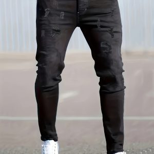 Men's Fashion Stretch Comfort Fit Jeans - Black Washed Classic All-Season Long Pants, Perfect Gift for Spring, Summer, Autumn & Winter