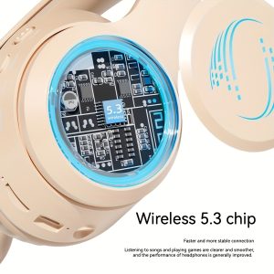 Foldable Wireless Over-Ear Headphones - Long Playtime, Wireless Stereo, Soft Earmuffs, TF Card Player - Comfortable, Portable for Smartphone & Laptop, USB Type-C Charging