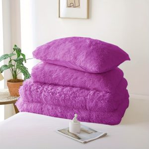 Fluffy Fuzzy Plush Comforter Set, 2/3pcs Winter Faux Fur Warm Soft Fuzzy Plush Bedding Comforter Set