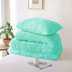 Fluffy Fuzzy Plush Comforter Set, 2/3pcs Winter Faux Fur Warm Soft Fuzzy Plush Bedding Comforter Set