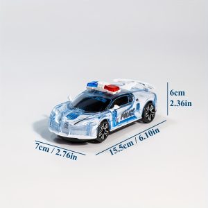 Colorful Glitter Toy Car with Lights, Music Police Vehicle Transparent Shell Toy Car, Omni-Wheel Children's Toys Novel Glow-in-the-Dark Gift Super Cool Birthday Present for Boys and Girls Ages 3-6