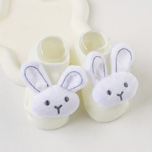 1 Pair Cute Bunny Anti-Slip Boat Socks for Youngsters - Soft, Stretchy, And Comfortable Knit, Perfect for Walking Learning, Hand Wash Only, Socks | Cartoon Bunny Socks | Durable Knit Socks, Cute Socks