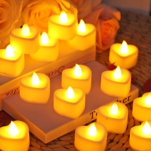 12pcs Heart-Shaped LED Candle Lights - Battery-Powered, Flameless, No Maintenance, Perfect for Valentine'S Day, Mother'S Day, Weddings, Birthdays, Halloween
