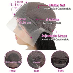 13x4 Lace Frontal Black Straight Wig Glueless Lace Front Wig Long Black Synthetic Wig for Women Natural Daily Party Wig