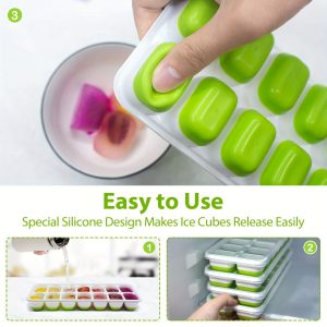 1/4pcs Cube of Ice Tray, Ice Trays for Freezer, Easy-Release And Flexible, Silicone Cube of Ice Tray with Spill-Resistant Removable Lid, Durable And Stackable, Kitchen Additions, Kitchen Gadgets for Perfect Shaped Ice Cubes And Ice Balls