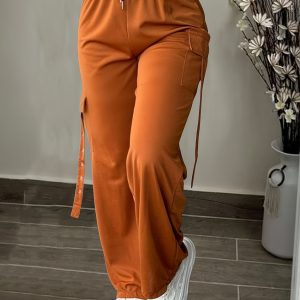 2025 Women'S Casual Long Pants Waist Drawstring Multi-Functional Cargo Pants
