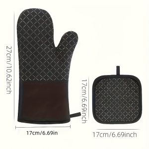 2025'S Latest Upgraded Non-Slip Glove And Pot Holder Set, Featuring Thicker Gloves And Mats, Soft And Fitting Palms, with Super Grip And Anti-Slip Properties, Essential Kitchen Items | Ergonomic Gloves | Durable Kitchen Tools