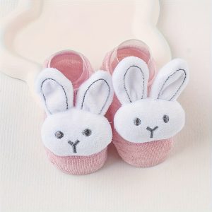 1 Pair Cute Bunny Anti-Slip Boat Socks for Youngsters - Soft, Stretchy, And Comfortable Knit, Perfect for Walking Learning, Hand Wash Only, Socks | Cartoon Bunny Socks | Durable Knit Socks, Cute Socks
