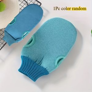 1pc Dual-Sided Exfoliating Bath Scrubber Glove Strong Cleaning Massage Body Scrub Skin-Friendly Soft Reusable Shower Accessory for Back Washing And Hand Care Home SPA Bathroom Essential Mother'S Day Christmas Gift Choice Dead Skin Removal Tool Famil
