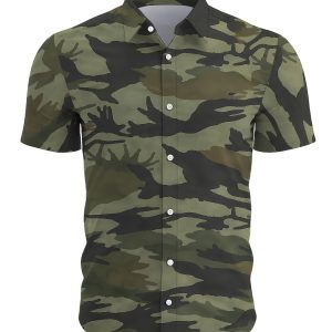 Men'S Short Sleeve Shirt, Hawaiian Style, Digital Print, Youthful Beach Casual, Men'S Top