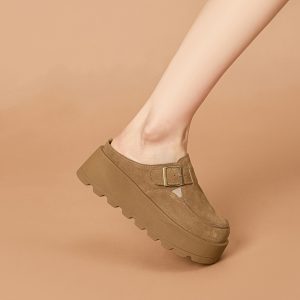 Platform Shoes Women's Spring and Summer New Style Increased All-match Platform Sandals Baotou Non-slip Wear-resistant Semi-slippers, Women Shoes