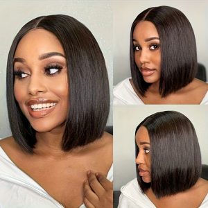 Straight BOB Wigs13*4 Deep Part Bob Wig Human Hair Wigs for Brazilian Lace Closure Bob Wig Pre Plucked with Baby Hair Natural Black