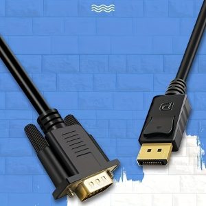 1.8-Meter DP to VGA Converter Cable for Connecting Displayport to VGA, Suitable for Desktop Computers, Laptops, Projectors, Tvs, And Monitor Devices