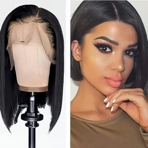 Straight Bob Wigs for Women Made from Human Hair, Featuring a 13X4 Lace Front And Pre-Plucked Design