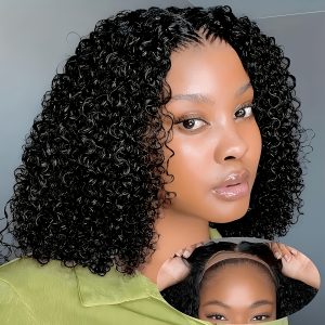 Natural Looking African Short Curly Bob Wig Hair Suitable for with 13x6 HD Transparent Lace Front, Density Pre Plucked Hair & Hairline for Daily Wear, Parties, Suitable for Skin Tones