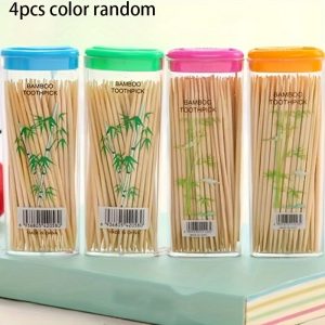 4pcs Toothpick Double Disposable Toothpick | Suitable for Hotel Restaurant, Home Portable Lighter Box