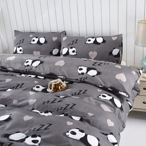 Warm, Relaxing, Quiet, And Comfortable Panda Gray Duvet Cover And Pillowcase 3pcs Set (Excluding Core), Polyester Set/2 Pillowcases/1 Duvet Cover/Student Bed/Double Bed/Full-Size Bed/King-Size Bed/Shrink-Resistant And Fade-Resistant - Soft And Skin