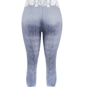 Women's European and American Style Fashionable Casual Random Print Fitted Capri Pants