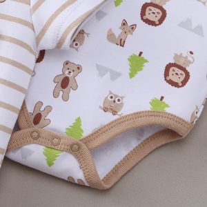 Newborn Unisex Triangle Romper Crawling Outfit, Cute Style 5pcs Set for All Seasons (Spring, Summer, Autumn, Winter), Perfect for Outdoor