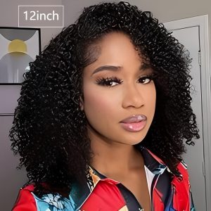 Natural Looking African Short Curly Bob Wig Hair Suitable for with 13x6 HD Transparent Lace Front, Density Pre Plucked Hair & Hairline for Daily Wear, Parties, Suitable for Skin Tones