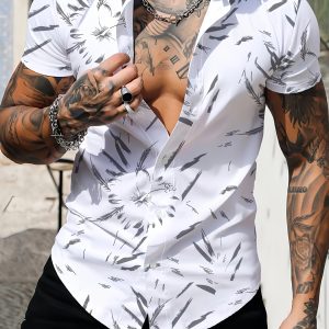 Men'S Casual Fashion Shirt | Comfortable Lapel Collar, Cartoon Pattern, Non-Stretch Fabric, Regular Fit For Adults