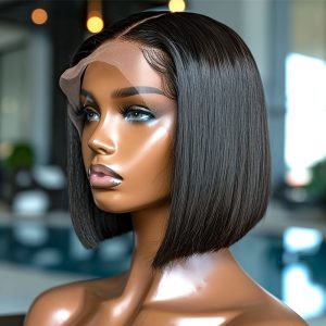 Straight BOB Wigs13*4 Deep Part Bob Wig Human Hair Wigs for Brazilian Lace Closure Bob Wig Pre Plucked with Baby Hair Natural Black