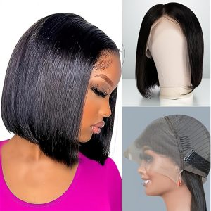Straight Bob Wigs for Women Made from Human Hair, Featuring a 13X4 Lace Front And Pre-Plucked Design